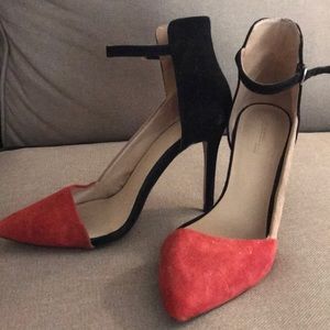 Zara Contrast Ankle Strap Heels